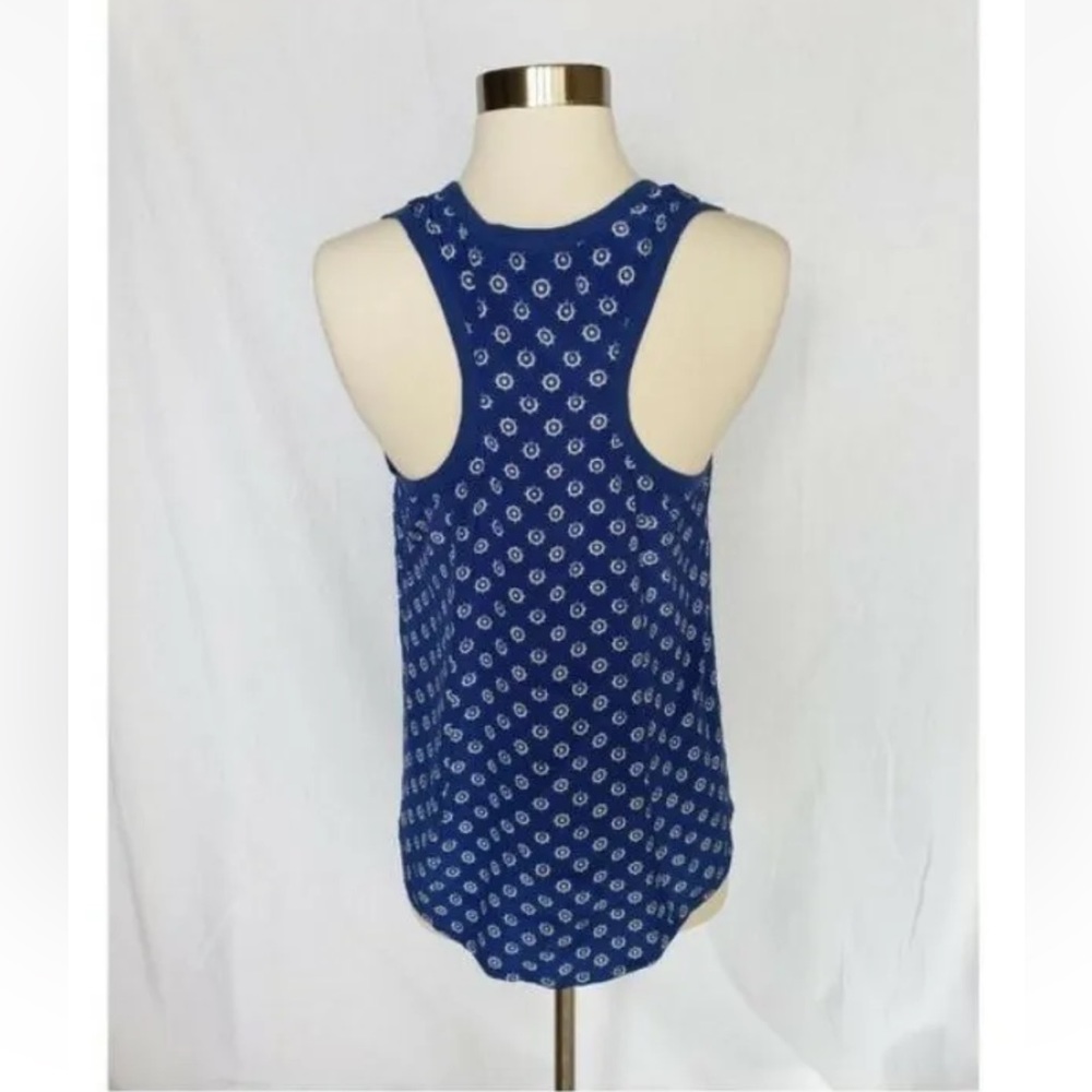 Joie Women’s Royal Blue Nautical Print XS Silk Tank Sleeveless Shell Racerback - Picture 5 of 9